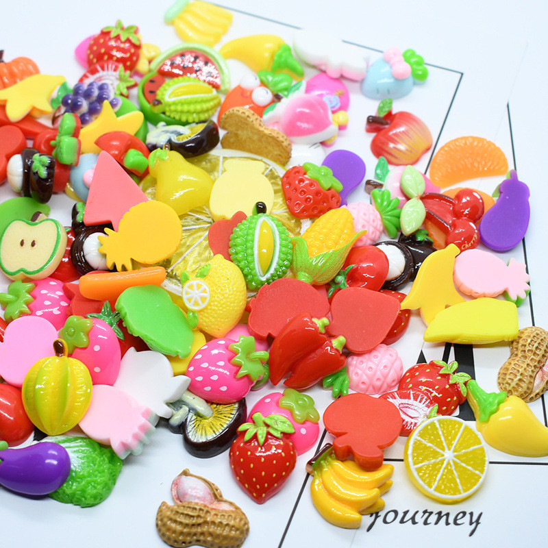 50 de bucăți Kawaii Food Fun Nail Art Charms Desene animat Bomboane Fructe Strasuri pentru unghii Decorații Rășină Acrilic Dulciuri 3D Manciure Piese