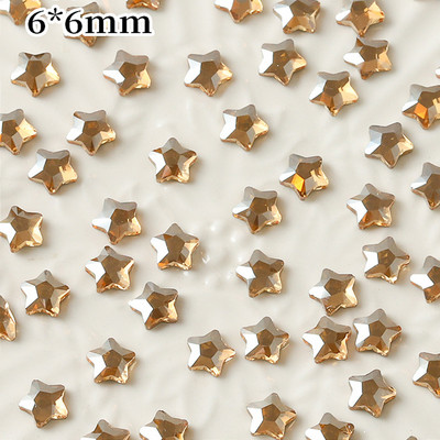100 db Sparkly Stars Rész körmök Strassz 3D Üveg Lapos Aljú Starfish Pentagram Nail Art Dekoráció Manikűr Kiegészítők 6mm