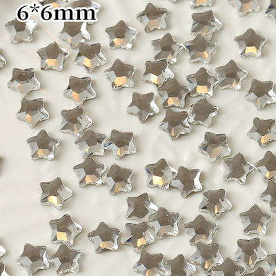 100 db Sparkly Stars Rész körmök Strassz 3D Üveg Lapos Aljú Starfish Pentagram Nail Art Dekoráció Manikűr Kiegészítők 6mm