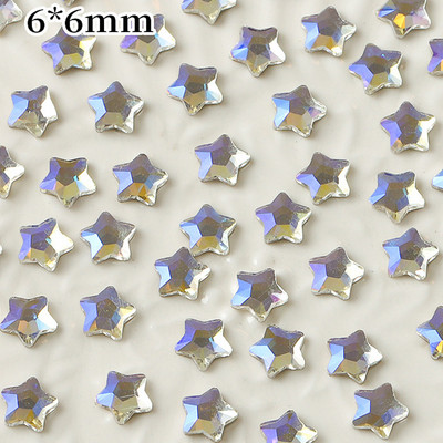 100 db Sparkly Stars Rész körmök Strassz 3D Üveg Lapos Aljú Starfish Pentagram Nail Art Dekoráció Manikűr Kiegészítők 6mm