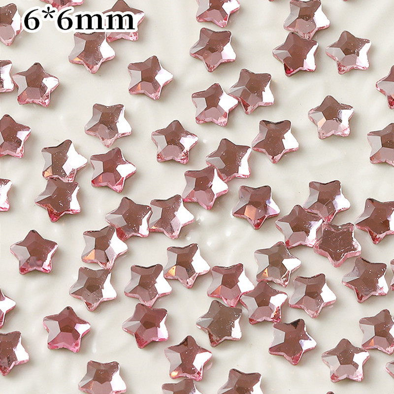 100 db Sparkly Stars Rész körmök Strassz 3D Üveg Lapos Aljú Starfish Pentagram Nail Art Dekoráció Manikűr Kiegészítők 6mm