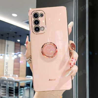 S20fe S 20 21 22 Πολυτελής επιμετάλλωση Τετράγωνη θήκη δαχτυλιδιού για Samsung Galaxy S20 Fe S22 S21 Plus Ultra 2022 5g Κάλυμμα σιλικόνης