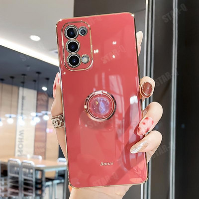 S20fe S 20 21 22 Πολυτελής επιμετάλλωση Τετράγωνη θήκη δαχτυλιδιού για Samsung Galaxy S20 Fe S22 S21 Plus Ultra 2022 5g Κάλυμμα σιλικόνης