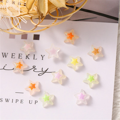 50 db Stars Nails Charms Scrub Starry Sky Crystal flitteres körömdísz strassz dekorok Kawaii átlátszó 3D gyanta kellékek 10,7 mm