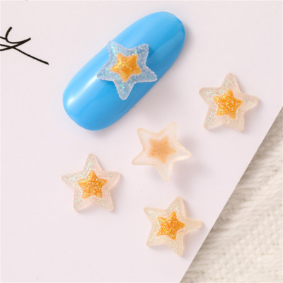 50 db Stars Nails Charms Scrub Starry Sky Crystal flitteres körömdísz strassz dekorok Kawaii átlátszó 3D gyanta kellékek 10,7 mm