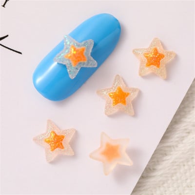 50 db Stars Nails Charms Scrub Starry Sky Crystal flitteres körömdísz strassz dekorok Kawaii átlátszó 3D gyanta kellékek 10,7 mm