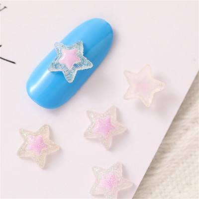 50 db Stars Nails Charms Scrub Starry Sky Crystal flitteres körömdísz strassz dekorok Kawaii átlátszó 3D gyanta kellékek 10,7 mm