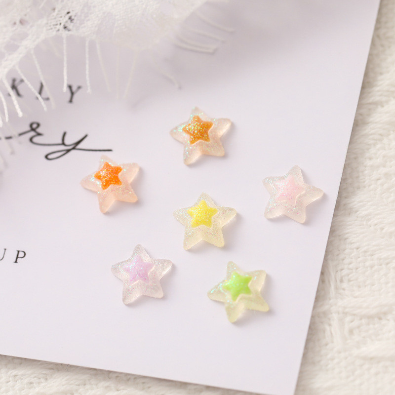 50 db Stars Nails Charms Scrub Starry Sky Crystal flitteres körömdísz strassz dekorok Kawaii átlátszó 3D gyanta kellékek 10,7 mm