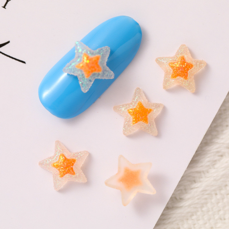 50 db Stars Nails Charms Scrub Starry Sky Crystal flitteres körömdísz strassz dekorok Kawaii átlátszó 3D gyanta kellékek 10,7 mm