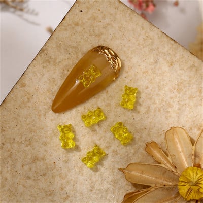 50 kom. Dijelovi šećernog medvjeda Privjesci za nokte Prozirni dijamanti slatkiša Dodaci za nokte 3D Kawaii pribor za uređenje noktiju 4,3*6,6 mm