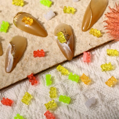 50 kom. Dijelovi šećernog medvjeda Privjesci za nokte Prozirni dijamanti slatkiša Dodaci za nokte 3D Kawaii pribor za uređenje noktiju 4,3*6,6 mm
