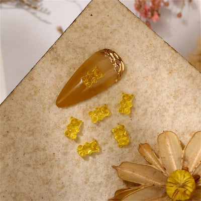 50 kom. Dijelovi šećernog medvjeda Privjesci za nokte Prozirni dijamanti slatkiša Dodaci za nokte 3D Kawaii pribor za uređenje noktiju 4,3*6,6 mm