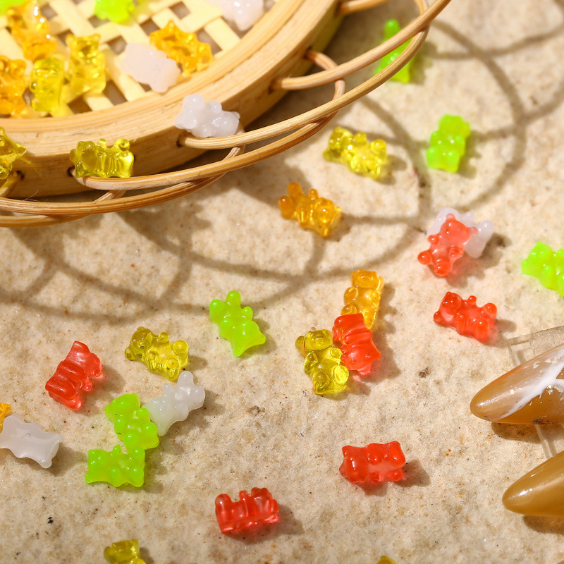 50 kom. Dijelovi šećernog medvjeda Privjesci za nokte Prozirni dijamanti slatkiša Dodaci za nokte 3D Kawaii pribor za uređenje noktiju 4,3*6,6 mm