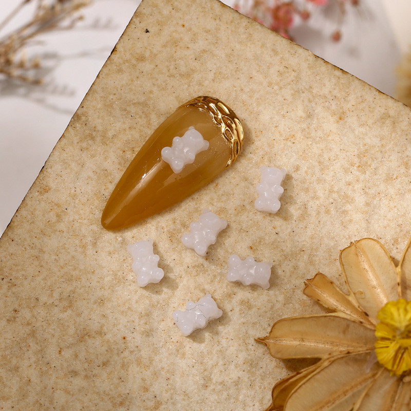 50 kom. Dijelovi šećernog medvjeda Privjesci za nokte Prozirni dijamanti slatkiša Dodaci za nokte 3D Kawaii pribor za uređenje noktiju 4,3*6,6 mm