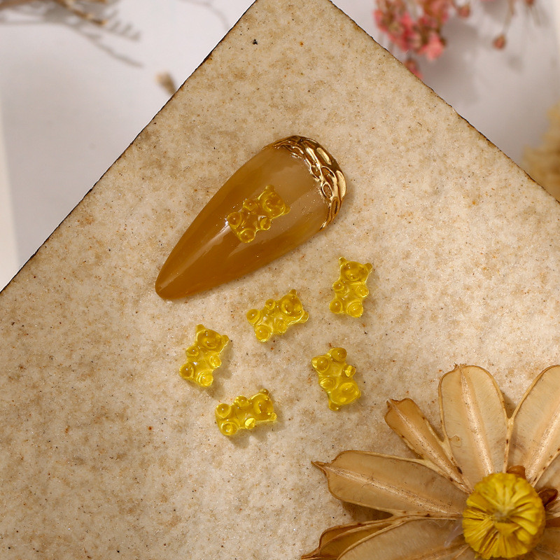 50 kom. Dijelovi šećernog medvjeda Privjesci za nokte Prozirni dijamanti slatkiša Dodaci za nokte 3D Kawaii pribor za uređenje noktiju 4,3*6,6 mm