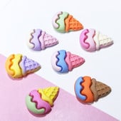 20db Macaron Ice Cream Cone Nail Art Charms Ékszer Aranyos Desszert 3D Édes Kiegészítők Színes Kawaii Nails Dekorációk 13*19mm