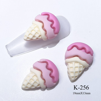 20 бр Macaron Ice Cream Cone Талисмани за нокти Бижута Сладък десерт 3D сладки аксесоари Цветни Kawaii Декорации за нокти 13*19 mm