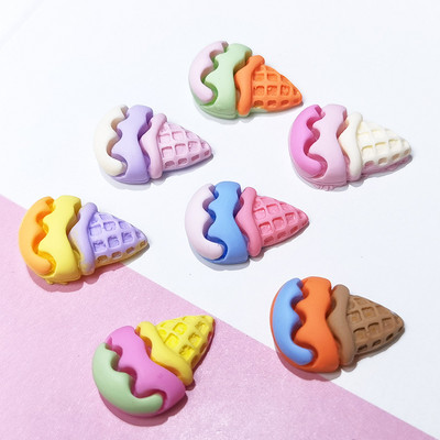 20 бр Macaron Ice Cream Cone Талисмани за нокти Бижута Сладък десерт 3D сладки аксесоари Цветни Kawaii Декорации за нокти 13*19 mm