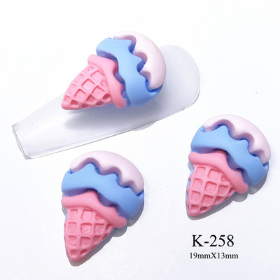 20db Macaron Ice Cream Cone Nail Art Charms Ékszer Aranyos Desszert 3D Édes Kiegészítők Színes Kawaii Nails Dekorációk 13*19mm