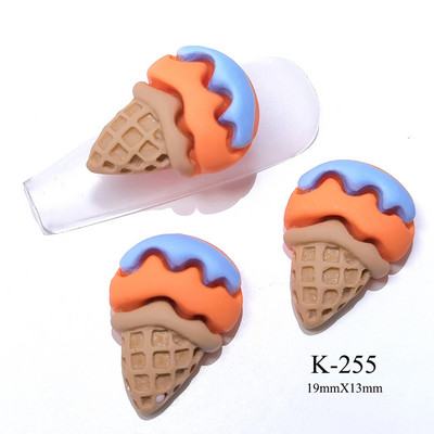 20db Macaron Ice Cream Cone Nail Art Charms Ékszer Aranyos Desszert 3D Édes Kiegészítők Színes Kawaii Nails Dekorációk 13*19mm