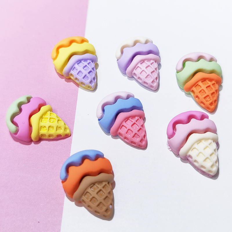 20db Macaron Ice Cream Cone Nail Art Charms Ékszer Aranyos Desszert 3D Édes Kiegészítők Színes Kawaii Nails Dekorációk 13*19mm