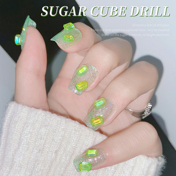 100Pcs Cube Sugar Diamond Nails Rhinestones 3D Aurora Square Magic Octagonal Gems Nail Art Аксесоари Маникюр Charms 6*4mm