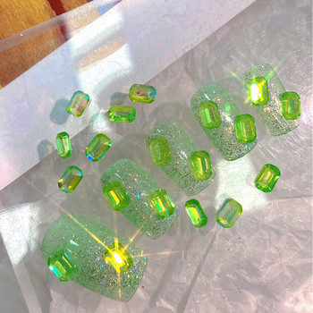 100Pcs Cube Sugar Diamond Nails Rhinestones 3D Aurora Square Magic Octagonal Gems Nail Art Аксесоари Маникюр Charms 6*4mm