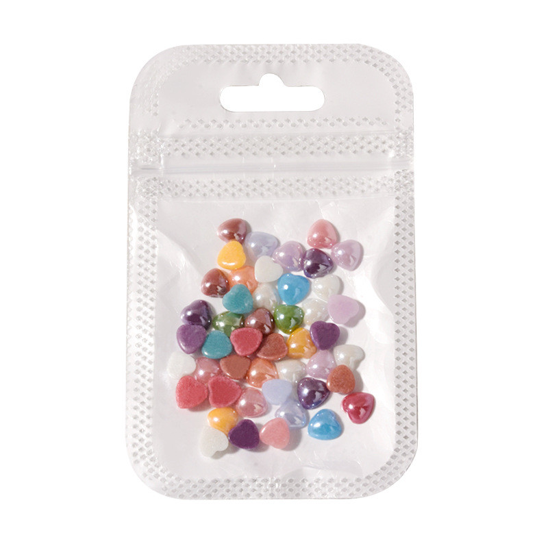 50db őszibarack szív alkatrészek köröm ékszer színes porcelán kerámia szerelem design 3D köröm strassz drágakő fényes dekoráció 5/6 mm