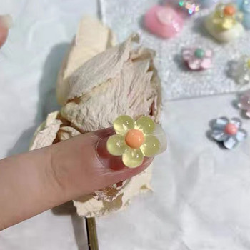 10 бр. Смола Слънчево цвете Части за нокти Ледено прозрачни японски каваи нокти Стразични декори 3D желе Цветни аксесоари за нокти 12,5 мм