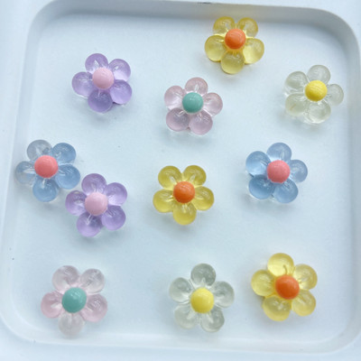 10vnt Derva Saulės Gėlė Nagų Dalys Ledas Skaidrus Japoniškas Kawaii Nagai Kalnų krištolas Dekorai 3D Želė Spalvingi Nagai Priedai 12,5mm