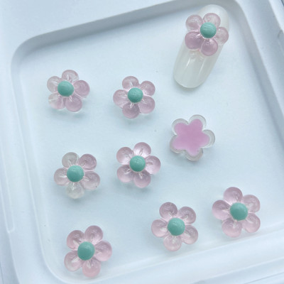 10 db Gyanta Napvirág Köröm Alkatrészek Jégtiszta Japán Kawaii Nails strassz dekorok 3D zselé színes köröm kiegészítők 12,5mm