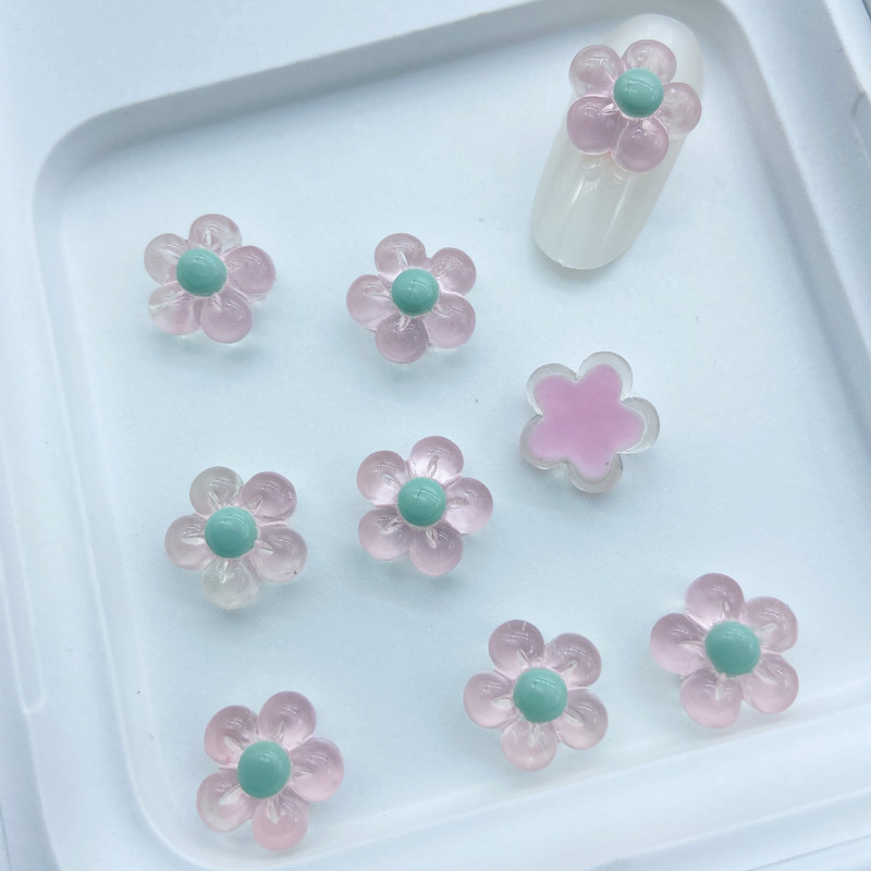 10 db Gyanta Napvirág Köröm Alkatrészek Jégtiszta Japán Kawaii Nails strassz dekorok 3D zselé színes köröm kiegészítők 12,5mm