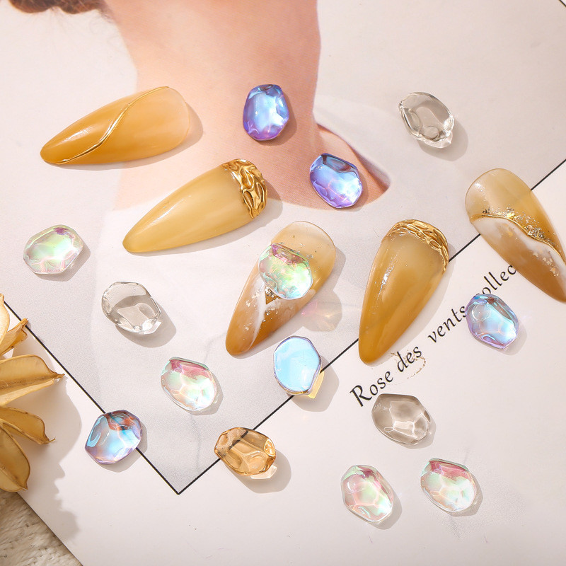 30τμχ Aurora Beans Διακόσμηση νυχιών Παγάκια Highlight Διαφανές Symphony AB Heaven Light Laser 3D Nail Charms Jewelry 8*10mm