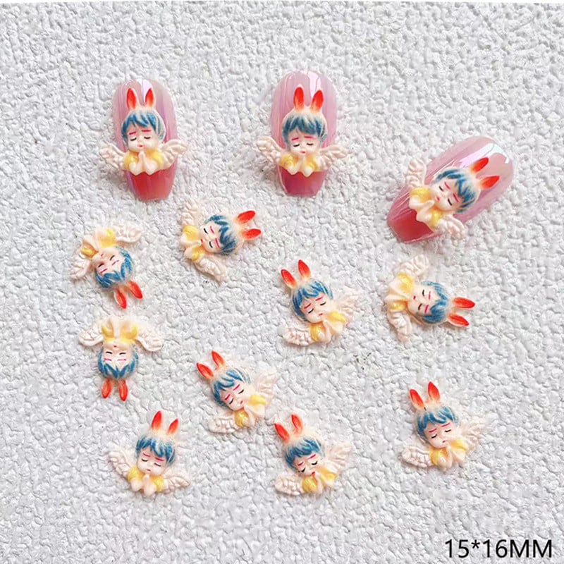 20db Angel Baba Nails Dekorációk Rajzfilm Eros Nail Art Ékszer kellékek Tervező 3D Aranyos Manikűr Bűbáj Kiegészítők 15*16mm