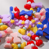 50db Macaron Bow Nail Deco Alkatrészek Mini Elegáns Japán Köröm Gyanta Tartozékok 3D Kawaii Fényes Manikűr Bowknot Charms Ékszer