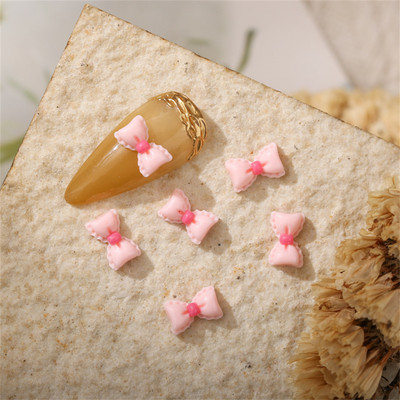 50db Macaron Bow Nail Deco Alkatrészek Mini Elegáns Japán Köröm Gyanta Tartozékok 3D Kawaii Fényes Manikűr Bowknot Charms Ékszer