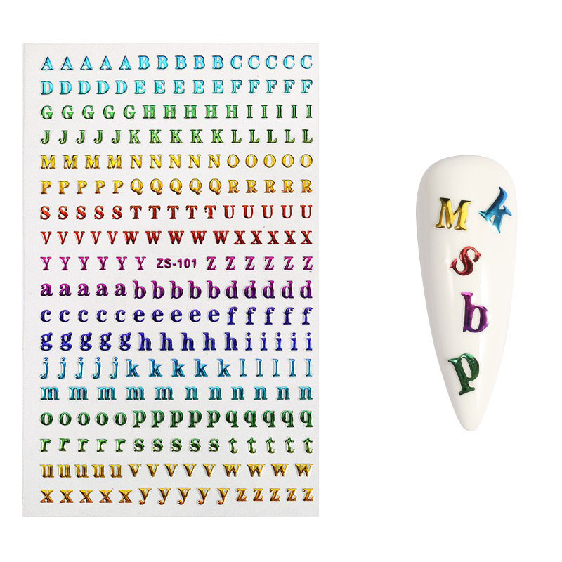 4τμχ 26 Αγγλικά αλφάβητο αυτοκόλλητα νύχια Αυτοκόλλητα νύχια Λέξεις τέχνης Decal Letter Aurora Laser Manicure 3D Tattoos Sliders Decor