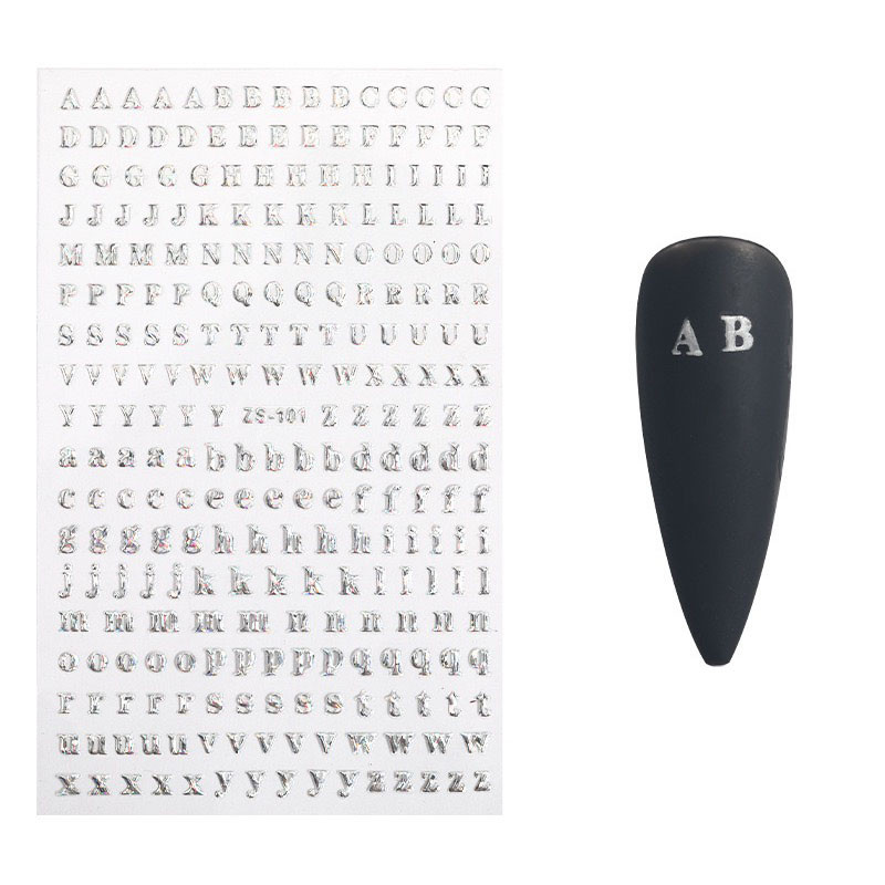 4τμχ 26 Αγγλικά αλφάβητο αυτοκόλλητα νύχια Αυτοκόλλητα νύχια Λέξεις τέχνης Decal Letter Aurora Laser Manicure 3D Tattoos Sliders Decor