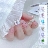 10vnt Bowknot Heart Diamonds Nails Art Charms 3D Love Crystal Rhinestones Dekorai Baltos Purškiamų Dažų Manikiūro Priedai 10*11mm