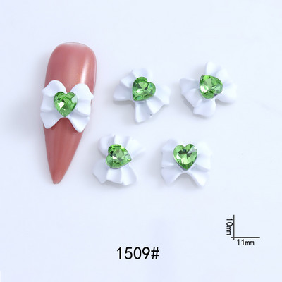 10vnt Bowknot Heart Diamonds Nails Art Charms 3D Love Crystal Rhinestones Dekorai Baltos Purškiamų Dažų Manikiūro Priedai 10*11mm