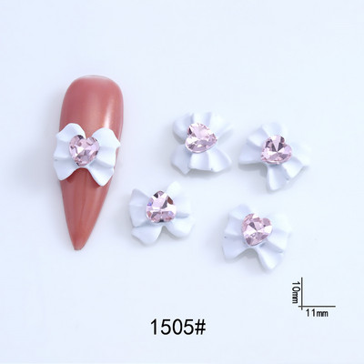 10vnt Bowknot Heart Diamonds Nails Art Charms 3D Love Crystal Rhinestones Dekorai Baltos Purškiamų Dažų Manikiūro Priedai 10*11mm