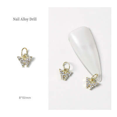 10 vnt Drugelis Širdies Nagai Kalnų krištolas Korėjos Ins Strass Diamond Nail Art Crystals Dekoracijos 3D Charm manikiūro aksesuarams