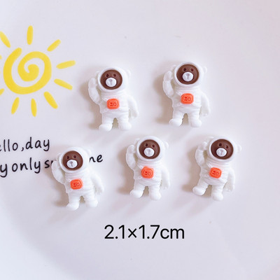 10 vnt Astronaut Planet Nail Charm 2,5*1,6cm Oversize Rocket Nails Art dervos dekoravimo animacinių filmų Kawaii 3D kosmoso manikiūro reikmenys