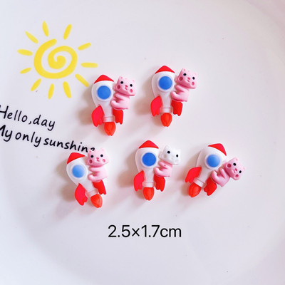 10 vnt Astronaut Planet Nail Charm 2,5*1,6cm Oversize Rocket Nails Art dervos dekoravimo animacinių filmų Kawaii 3D kosmoso manikiūro reikmenys