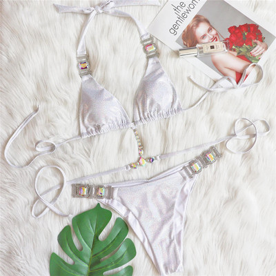 S - XL Diamond Scrunch Butt Brazilian Bikini Moteriški maudymosi kostiumėliai Moteriški maudymosi kostiumėliai Dviejų dalių bikinio rinkinys Maudymosi kostiumėlis Swim V3342G