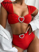 Új szexi magas derekú bikini 2022 női fürdőruha Női fürdőruha Kétrészes bikini szett övvel fürdőruha Swim V2315