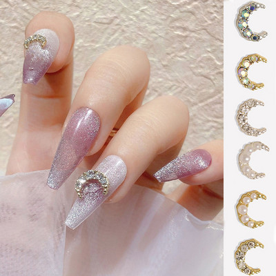 10 бр. Японска фея на моряка Талисмани за нокти Moon, Bow Diamond Pearl Rhinestones Декорации за нокти 3D аксесоари Части за нокти