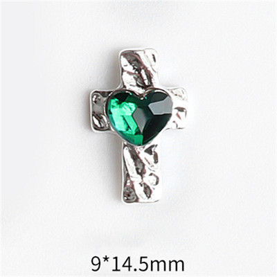 10 vnt. kryžius su krištoliniais širdžių nagų dekorais Sidabrinis auksas Prabangūs deimantai Papuošalai Lydinys Blizgučiai 3D Kalnų krištolas cirkonio priedai