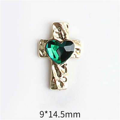 10 vnt. kryžius su krištoliniais širdžių nagų dekorais Sidabrinis auksas Prabangūs deimantai Papuošalai Lydinys Blizgučiai 3D Kalnų krištolas cirkonio priedai