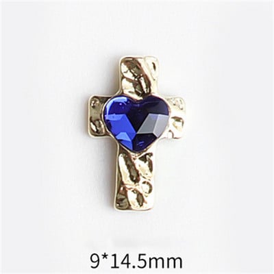 10 vnt. kryžius su krištoliniais širdžių nagų dekorais Sidabrinis auksas Prabangūs deimantai Papuošalai Lydinys Blizgučiai 3D Kalnų krištolas cirkonio priedai